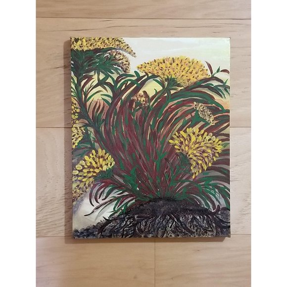 Acrylic Painting Signed Plants Flowers Nature - Picture 7 of 8